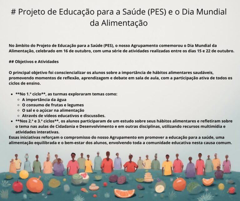 Projeto de Educação para a Saúde (PES) e o dia Mundial da Alimentação.